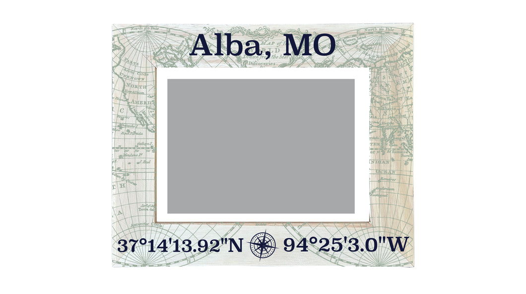 Alba Missouri Souvenir Wooden Photo Frame Compass Coordinates Design Matted to 4 x 6