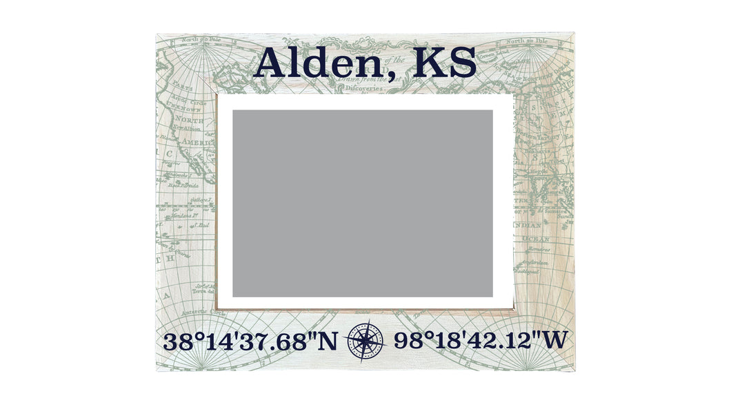 Alden Kansas Souvenir Wooden Photo Frame Compass Coordinates Design Matted to 4 x 6