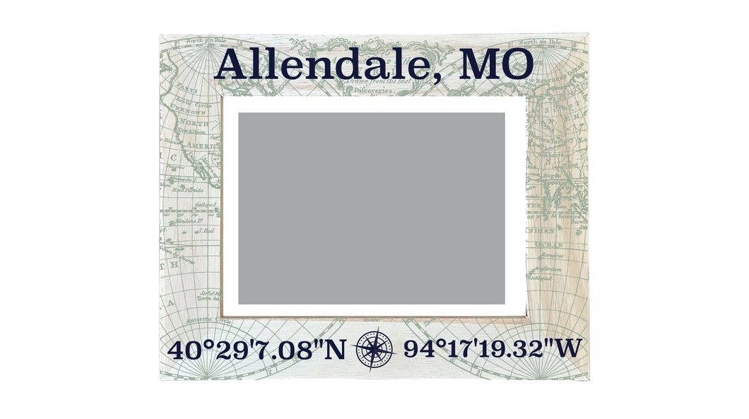 Allendale Missouri Souvenir Wooden Photo Frame Compass Coordinates Design Matted to 4 x 6