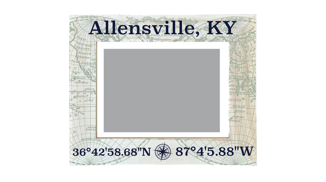 Allensville Kentucky Souvenir Wooden Photo Frame Compass Coordinates Design Matted to 4 x 6