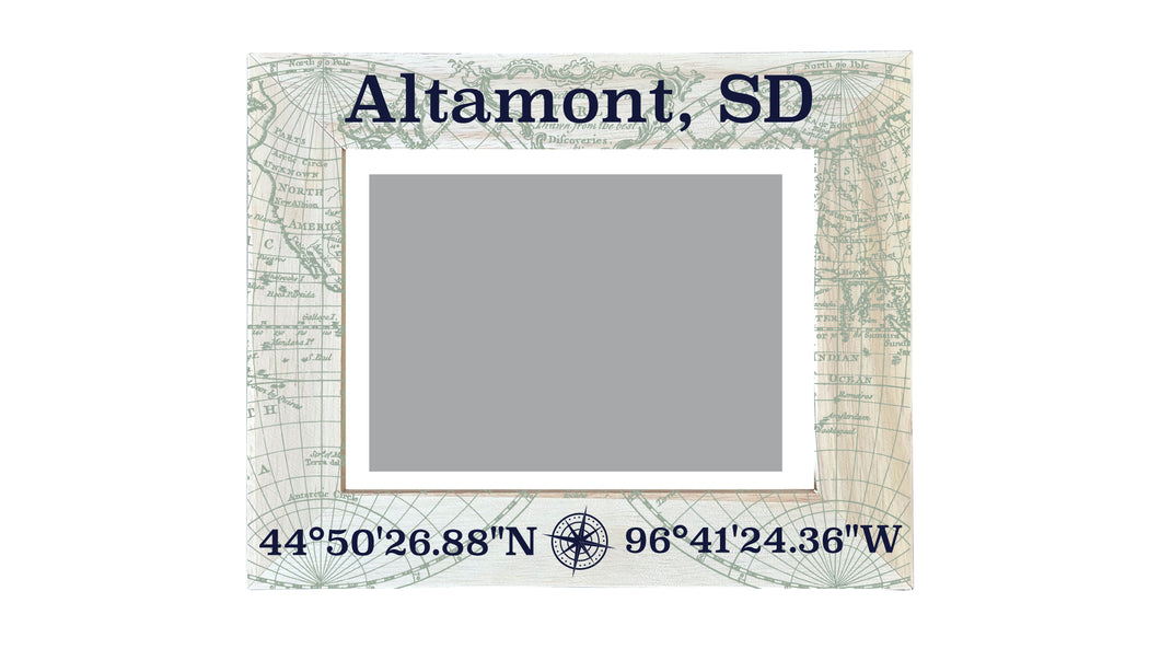 Altamont South Dakota Souvenir Wooden Photo Frame Compass Coordinates Design Matted to 4 x 6