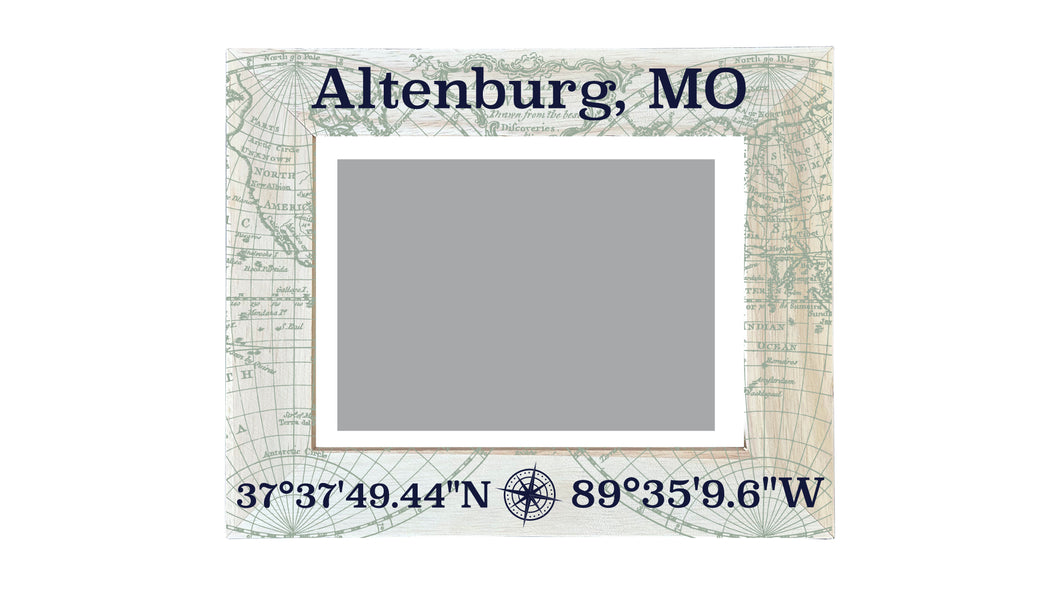 Altenburg Missouri Souvenir Wooden Photo Frame Compass Coordinates Design Matted to 4 x 6