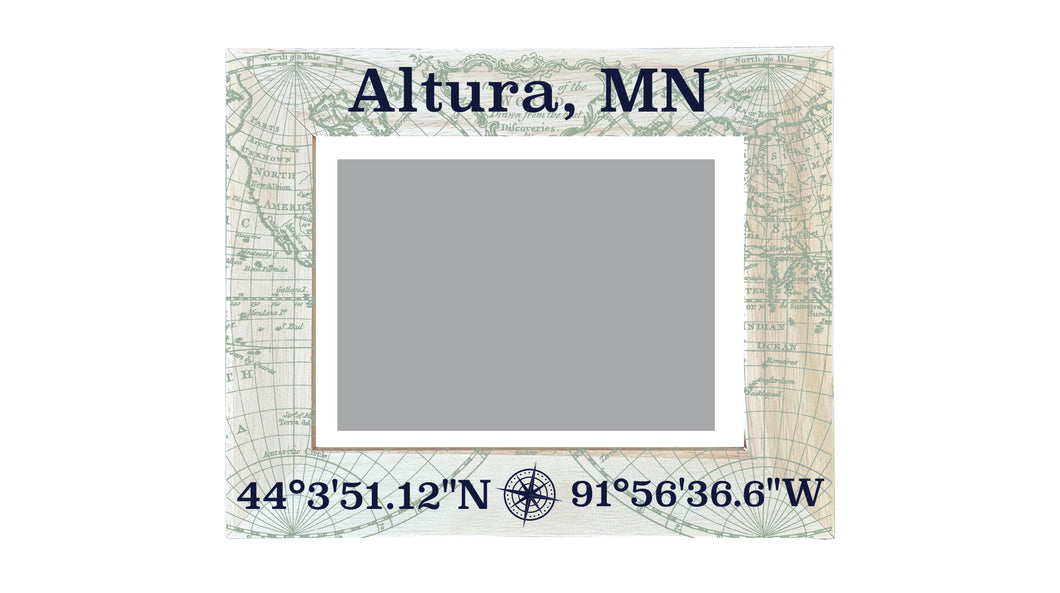 Altura Minnesota Souvenir Wooden Photo Frame Compass Coordinates Design Matted to 4 x 6