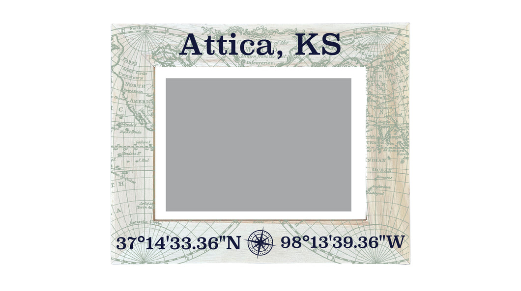 Attica Kansas Souvenir Wooden Photo Frame Compass Coordinates Design Matted to 4 x 6