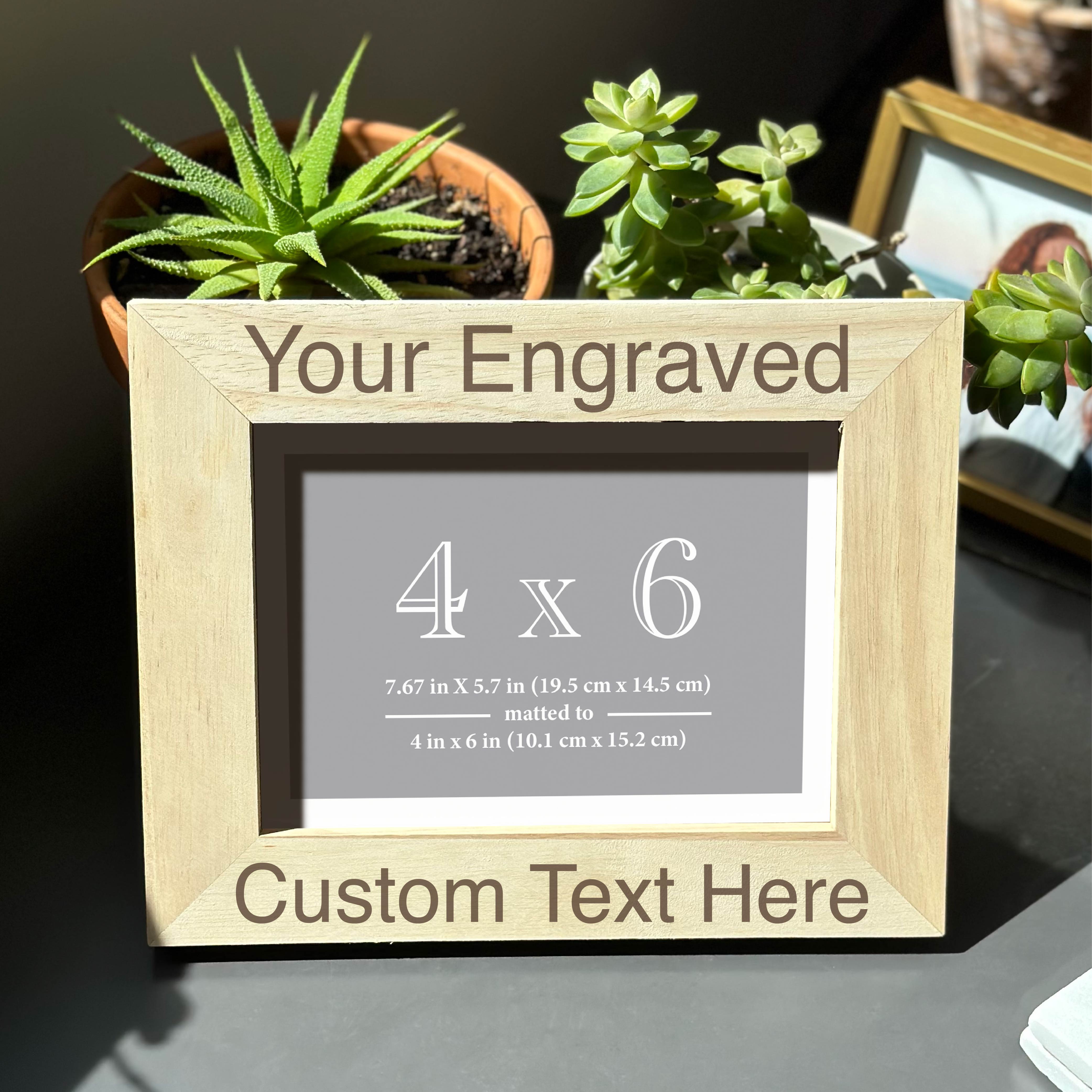 Custom Engraved Wooden Photo Picture Frame Matted to 4 x 6 Personalize ...