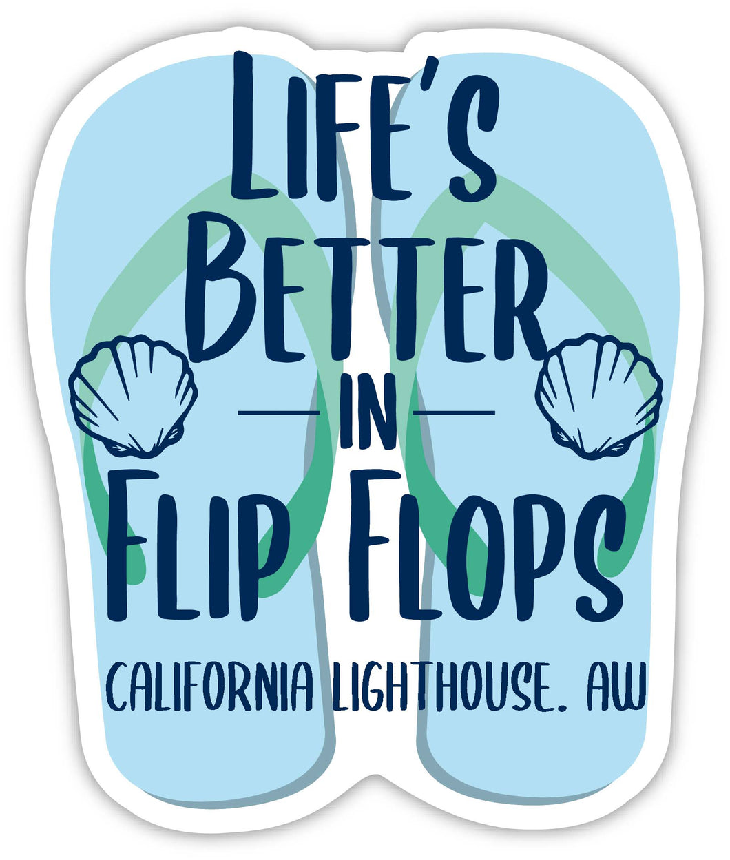 California Lighthouse Aruba Souvenir 4 Inch Vinyl Decal Sticker Flip Flop Design