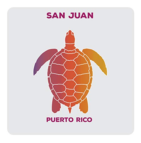 San Juan Puerto Rico Souvenir Acrylic Coaster 4-Pack Turtle Design