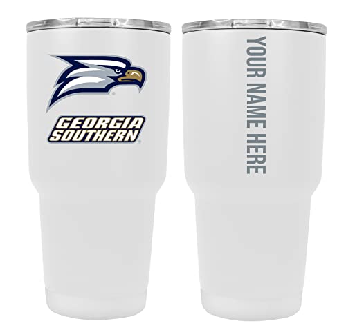 Collegiate Custom Personalized Georgia Southern Eagles, 24 oz Insulated Stainless Steel Tumbler with Engraved Name (White)
