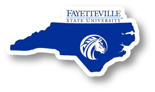 Fayetteville State University 4-Inch State Shape NCAA Vinyl Decal Sticker for Fans, Students, and Alumni