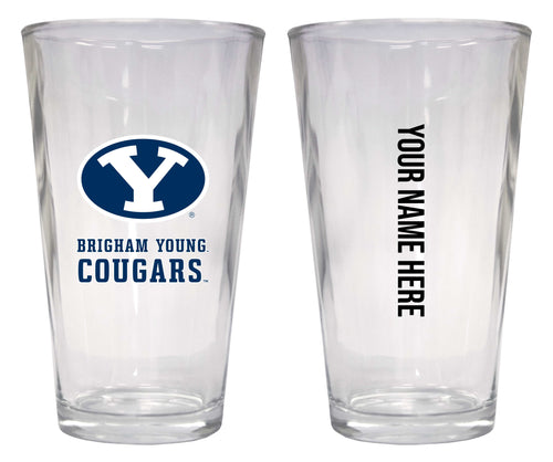 Customizable NCAA Brigham Young Cougars 16 oz Pint Glass – Perfect Gift Personalized With your own  or any fan name