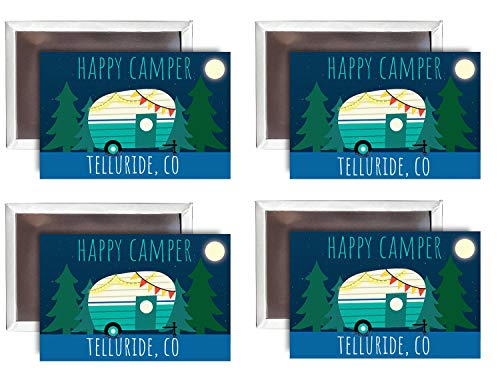 Telluride Colorado Souvenir 2x3-Inch Fridge Magnet Happy Camper Design 4-Pack