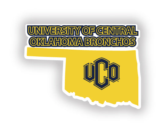 University of Central Oklahoma Bronchos 4-Inch State Shape NCAA Vinyl Decal Sticker for Fans, Students, and Alumni