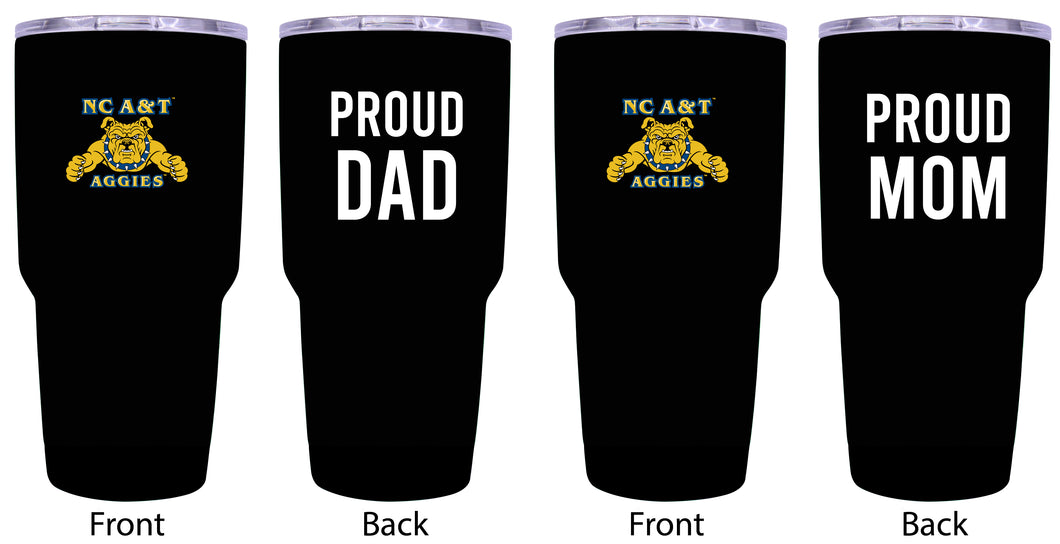 North Carolina A&T State Aggies Proud Parent 24 oz Insulated Tumblers Set - Black, Mom & Dad Edition