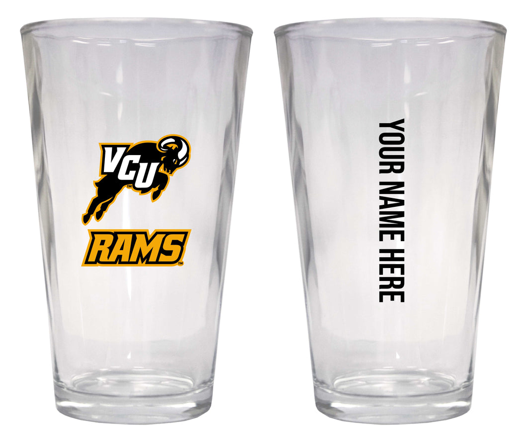 Customizable NCAA Virginia Commonwealth 16 oz Pint Glass – Perfect Gift Personalized With your own  or any fan name