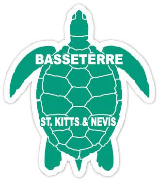 Basseterre St. Kitts and Nevis 4 Inch Green Turtle Shape Decal Sticker