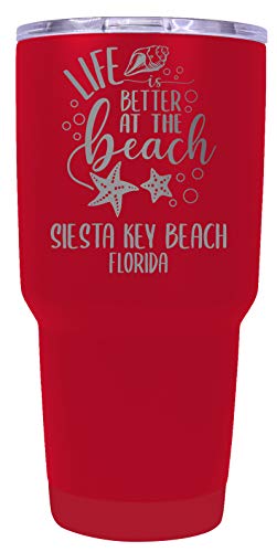 Siesta Key Beach Florida Souvenir Laser Engraved 24 Oz Insulated Stainless Steel Tumbler Red.
