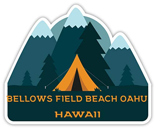 Bellows Field Beach Oahu Hawaii Souvenir 4-Inch Fridge Magnet Camping Tent Design