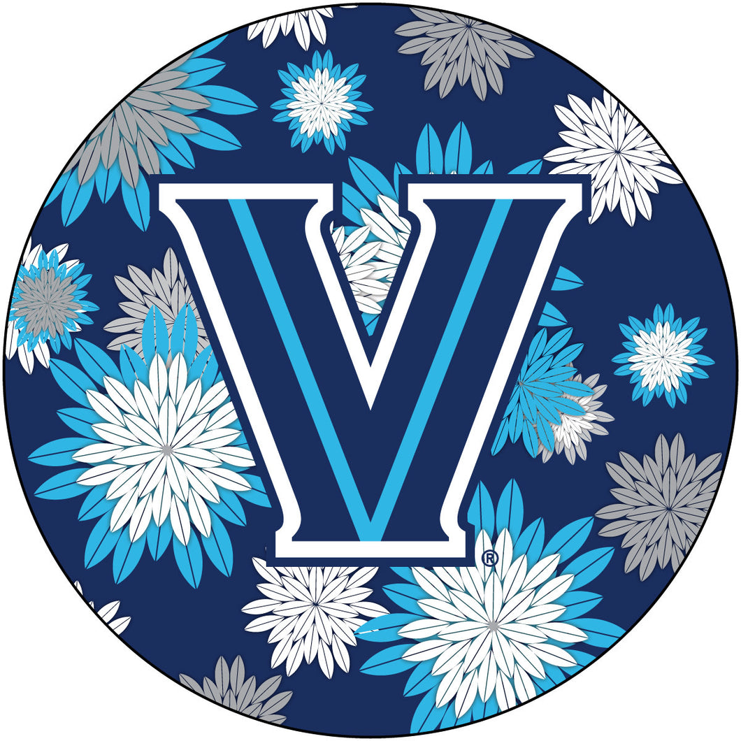 Villanova Wildcats Round 4-Inch NCAA Floral Love Vinyl Sticker - Blossoming School Spirit Decal