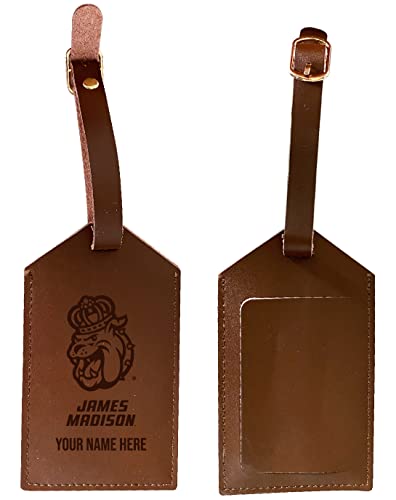 James Madison Dukes Premium Leather Luggage Tag - Laser-Engraved Custom Name Option