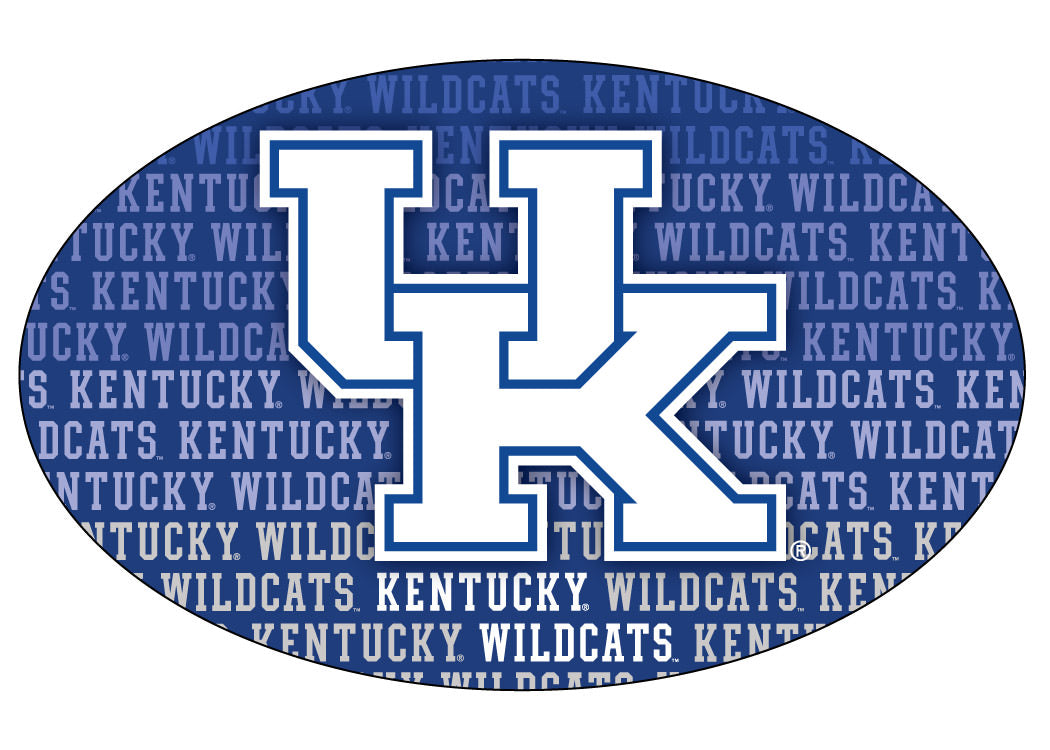 Kentucky Wildcats NCAA Collegiate Trendy Verbiage Repeating Wordmark Text Fashion Pattern Oval Decal Sticker