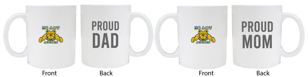 North Carolina A&T State Aggies Proud Mom And Dad White Ceramic Coffee Mug 2 pack (White)
