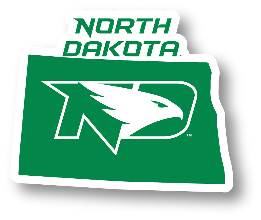 North Dakota Fighting Hawks 4-Inch State Shape NCAA Vinyl Decal Sticker for Fans, Students, and Alumni