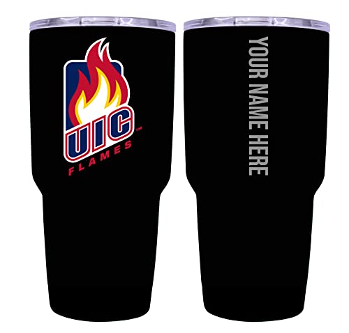 Custom University of Illinois at Chicago Black Insulated Tumbler - 24oz Engraved Stainless Steel Travel Mug