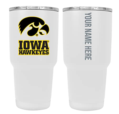 Custom Iowa Hawkeyes White Insulated Tumbler - 24oz Engraved Stainless Steel Travel Mug