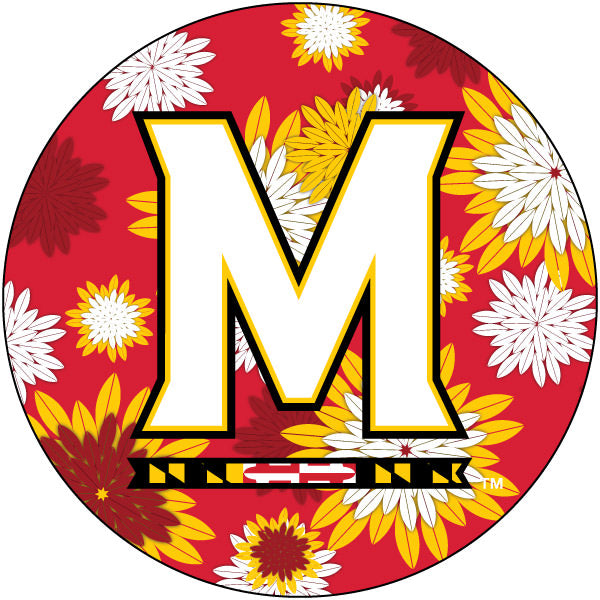 Maryland Terrapins Round 4-Inch NCAA Floral Love Vinyl Sticker - Blossoming School Spirit Decal