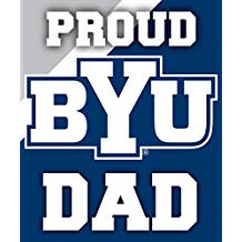 Brigham Young Cougars NCAA Collegiate 5x6 Inch Rectangle Stripe Proud Dad Decal Sticker