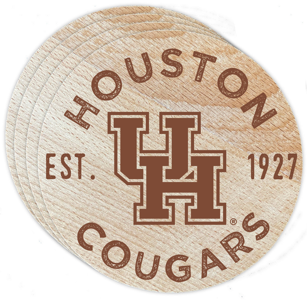 University of Houston Officially Licensed Wood Coasters (4-Pack) - Laser Engraved, Never Fade Design