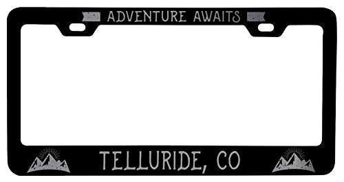 R and R Imports Telluride Colorado Laser Etched Vanity Black Metal License Plate Frame