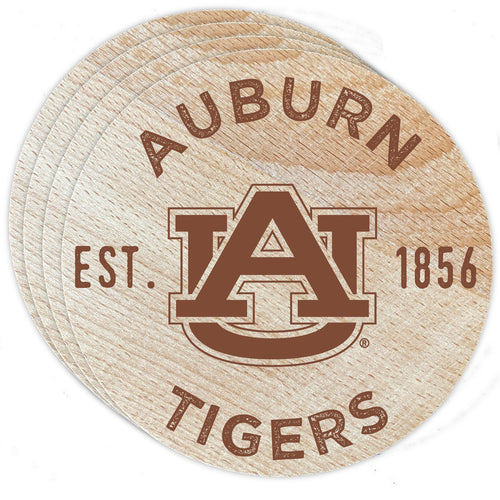 Auburn Tigers Officially Licensed Wood Coasters (4-Pack) - Laser Engraved, Never Fade Design
