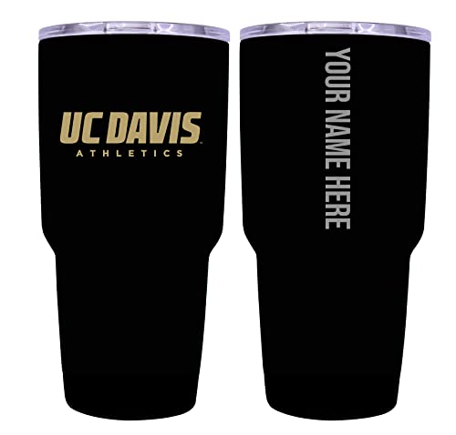 Collegiate Custom Personalized UC Davis Aggies, 24 oz Insulated Stainless Steel Tumbler with Engraved Name (Black)