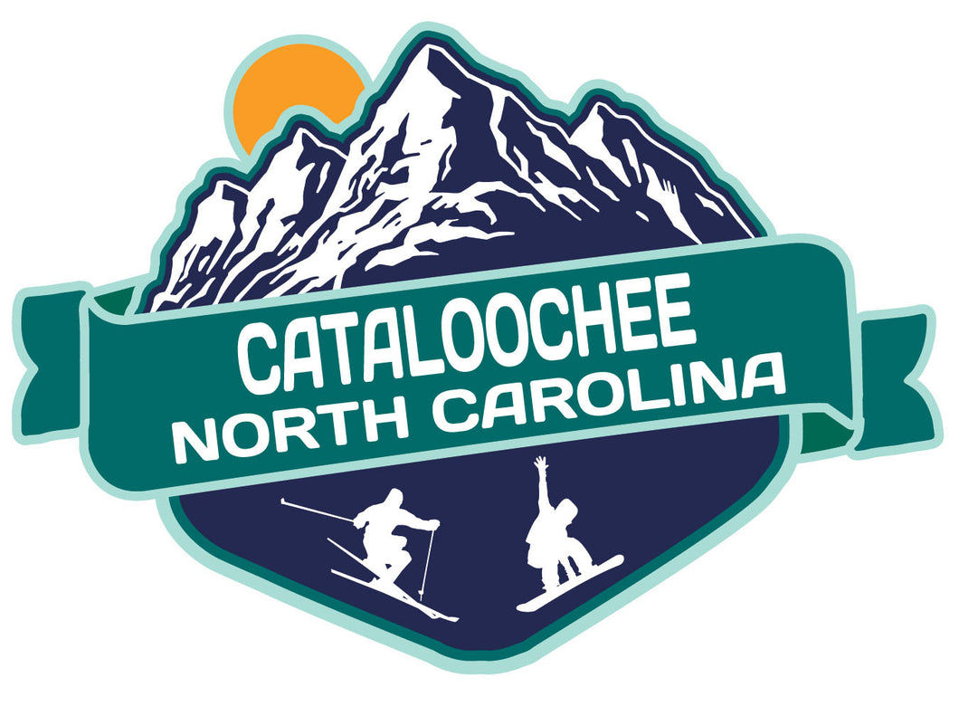Cataloochee North Carolina Ski Adventures Souvenir 4 Inch Vinyl Decal Sticker Mountain Design
