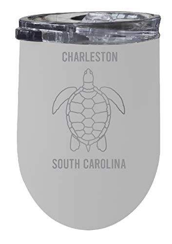R and R Imports Charleston South Carolina 12 oz White Laser Etched Insulated Wine Stainless Steel