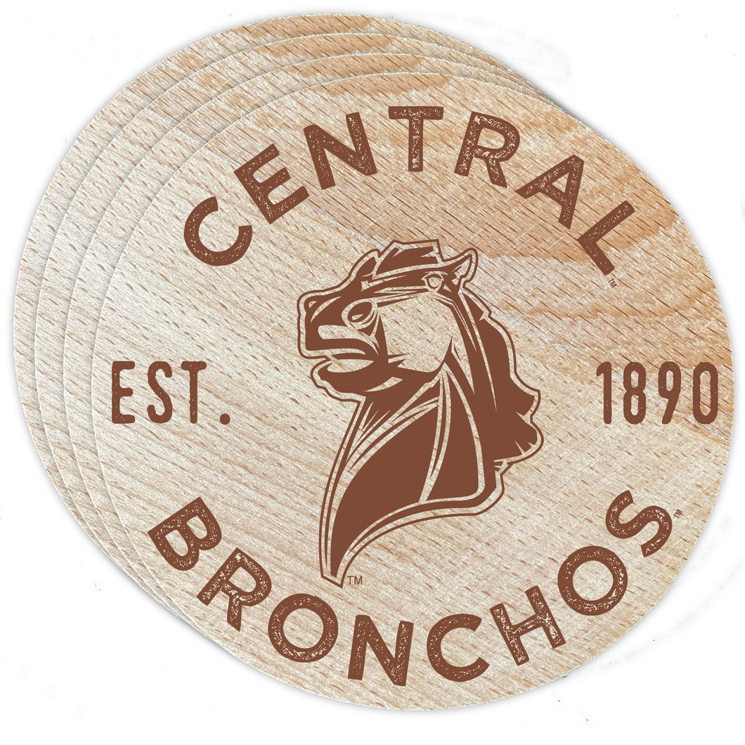 University of Central Oklahoma Bronchos Officially Licensed Wood Coasters (4-Pack) - Laser Engraved, Never Fade Design
