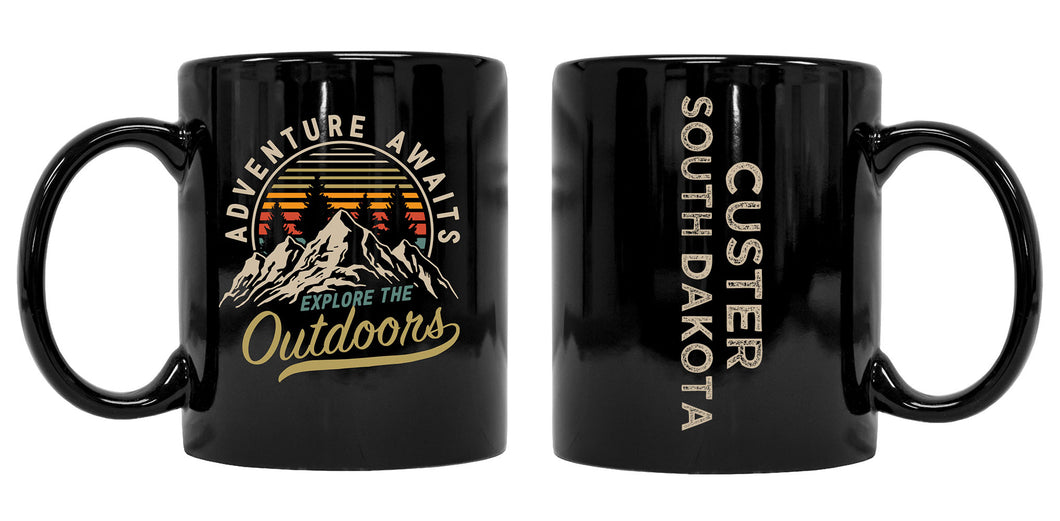 Custer South Dakota Souvenir Adventure Awaits 8 oz Coffee Mug 2-Pack