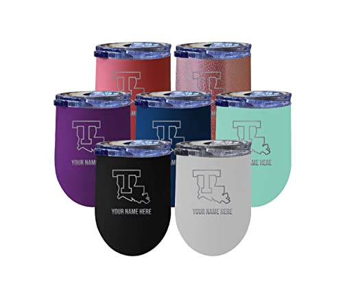 Custom Louisiana Tech Bulldogs NCAA Etched Wine Tumbler - 12oz Personalized Stainless Steel Insulated Cup