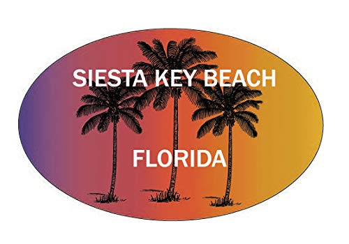 Siesta Key Beach Florida Souvenir Palm Trees Surfing Trendy Oval Decal Sticker