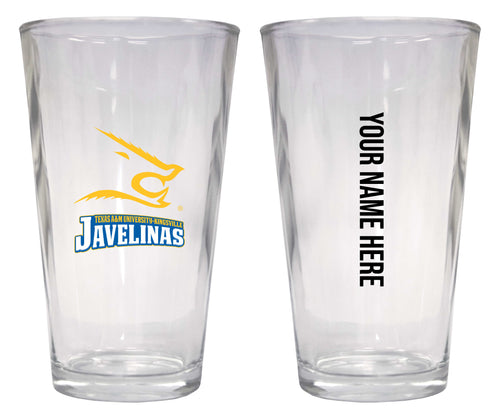 Customizable NCAA Texas A&M Kingsville Javelinas 16 oz Pint Glass – Perfect Gift Personalized With your own  or any fan name