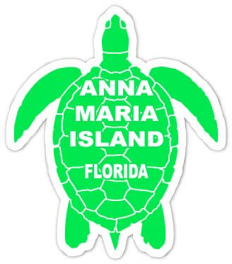 Anna Maria Island Florida Souvenir 4 Inch Green Turtle Shape Decal Sticker