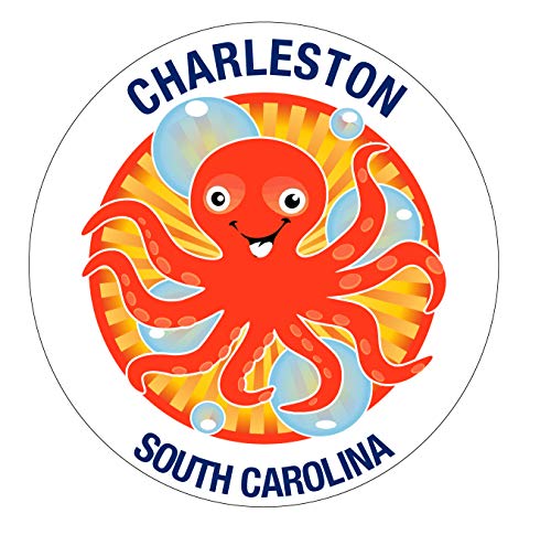 Charleston South Carolina Souvenir 4 Inch Vinyl Decal Sticker Octopus Design