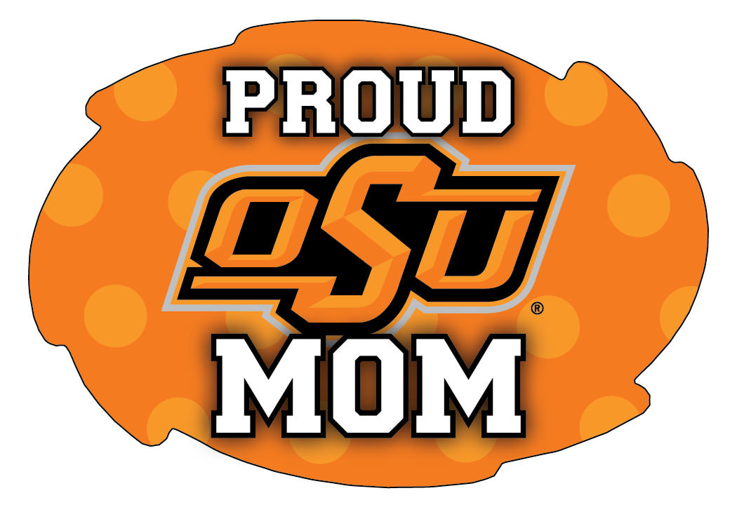 Oklahoma State Cowboys 5x6-Inch Swirl Shape Proud Mom NCAA - Durable School Spirit Vinyl Decal Perfect Gift for Mom