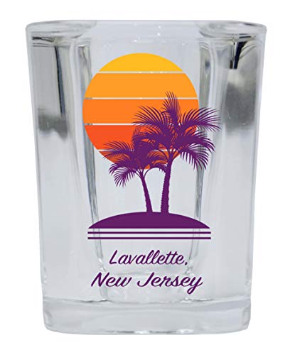 Lavallette New Jersey Souvenir 2 Ounce Square Shot Glass Palm Design