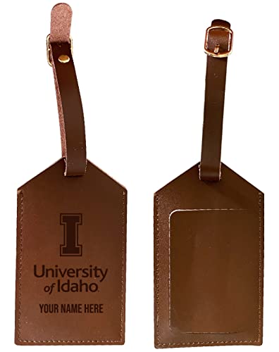 Idaho Vandals Premium Leather Luggage Tag - Laser-Engraved Custom Name Option