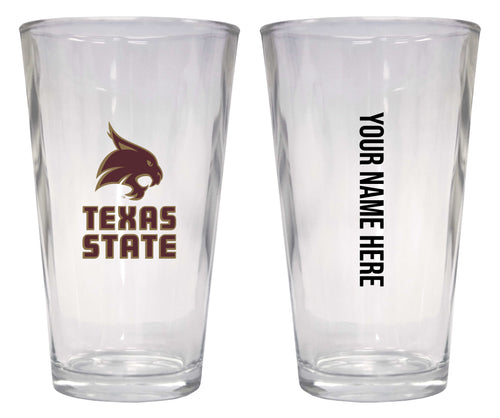 Customizable NCAA Texas State Bobcats 16 oz Pint Glass – Perfect Gift Personalized With your own  or any fan name