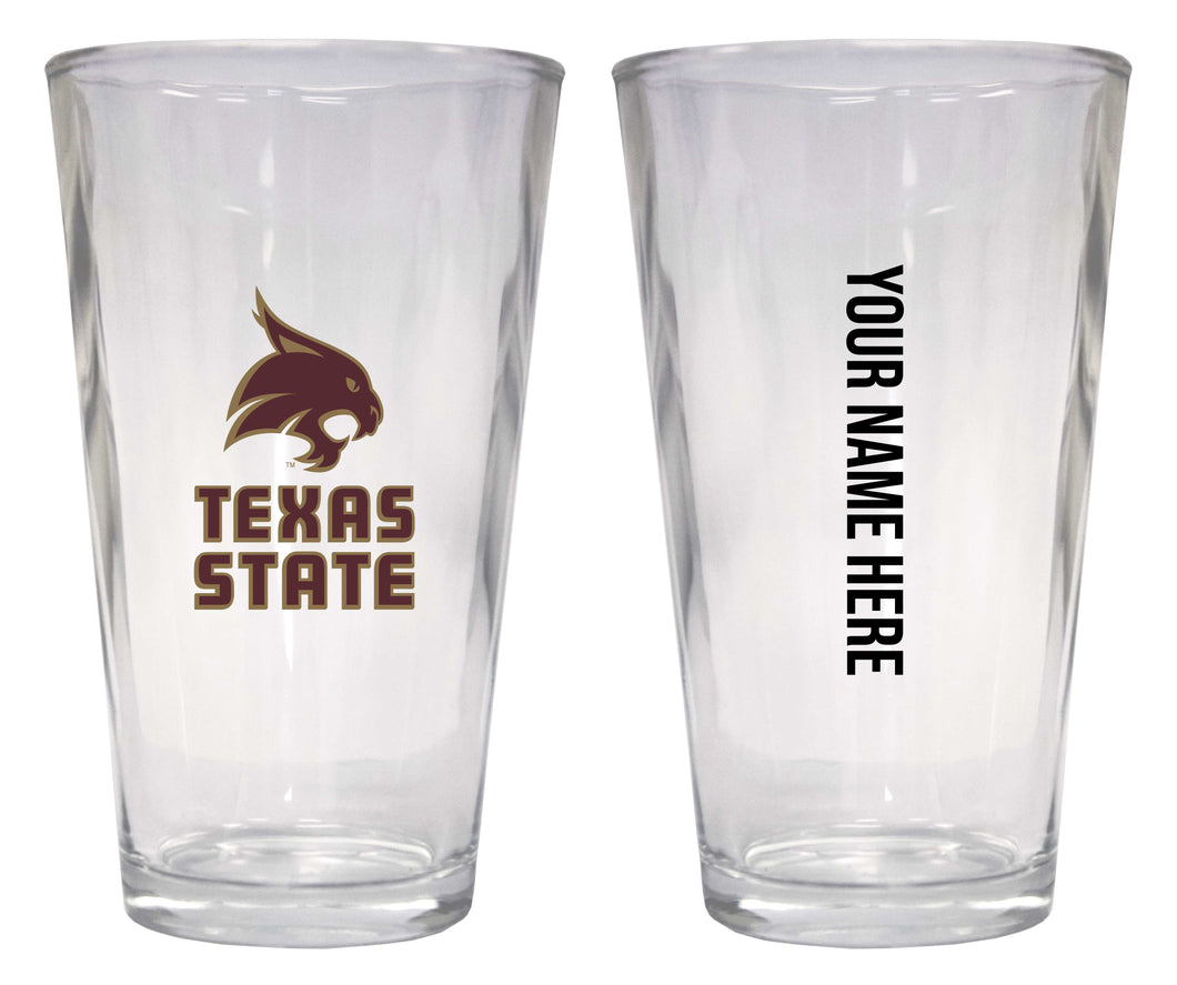 Customizable NCAA Texas State Bobcats 16 oz Pint Glass – Perfect Gift Personalized With your own  or any fan name