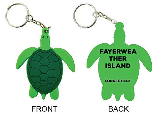 Fayerweather Island Connecticut Souvenir Green Turtle Keychain