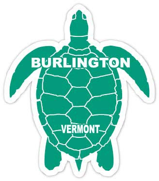 Burlington Vermont Souvenir 4 Inch Green Turtle Shape Decal Sticker
